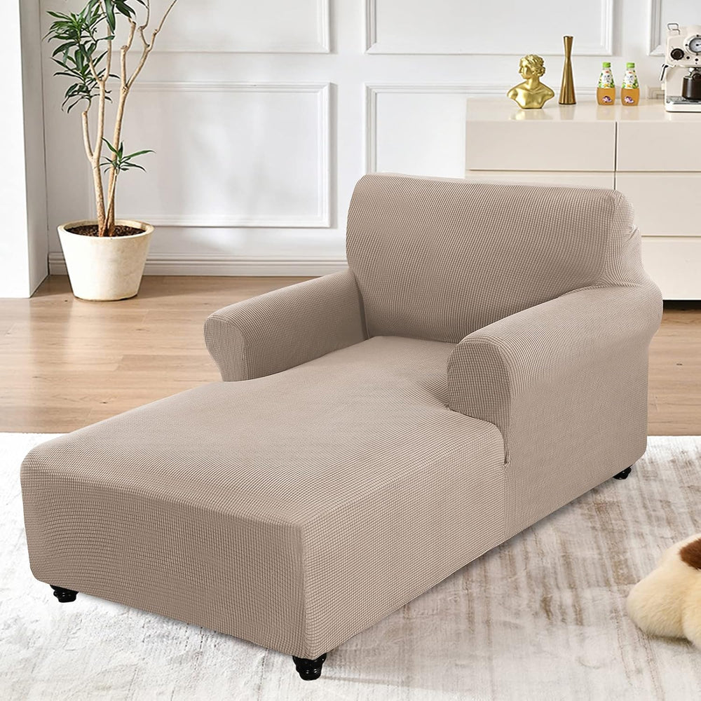 Chaise Lounge Cover Stretch Sofa Chaise Chair Cover with Armrests