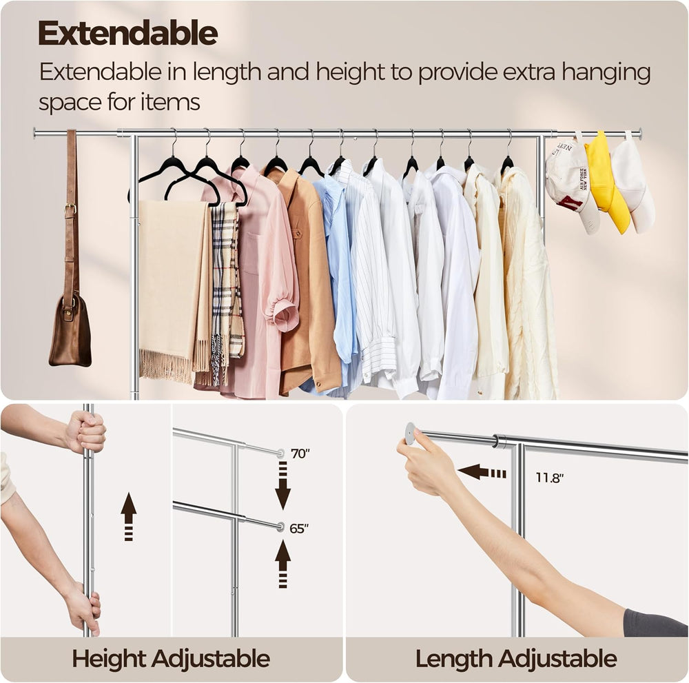 Yaheetech Heavy Duty Collapsible Rolling Clothes & Garment Rack, Chrome