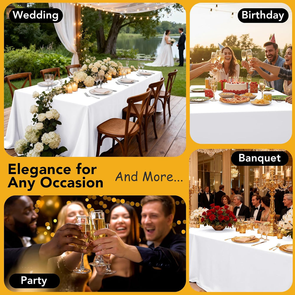 10-Pack White Tablecloths for Rectangle Tables, 60 x 120 Inches