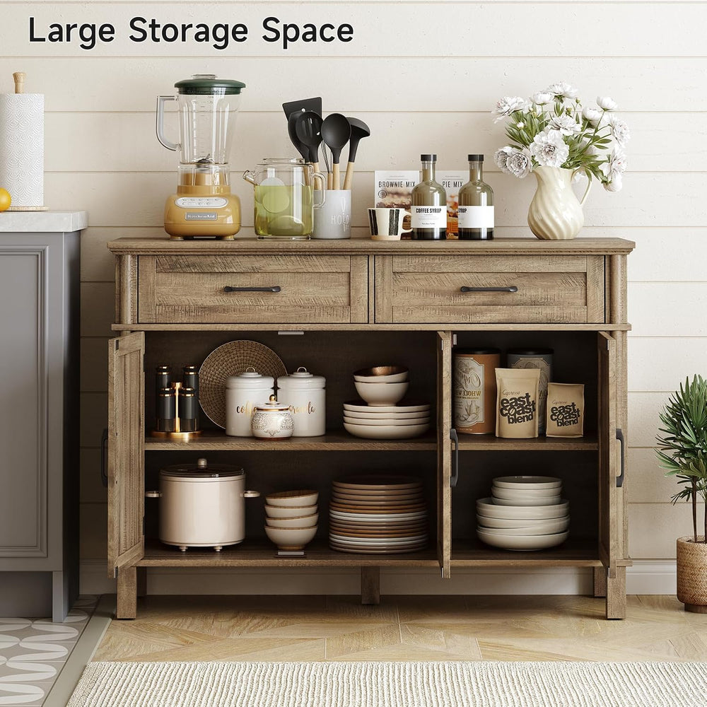 ONBRILL 48 Inch Buffet Cabinet with Storage, Washed Grey