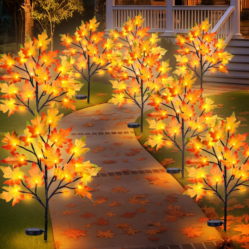 Uieke 4PCS Solar Fall Lights Outdoor Decorative, 34" Fall Decor with Aco...