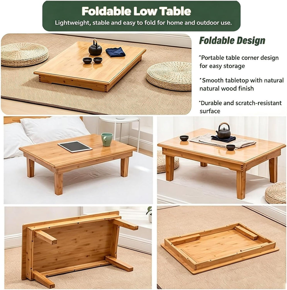 Folding Coffee Table Japanese Floor Bamboo Low Dining Table