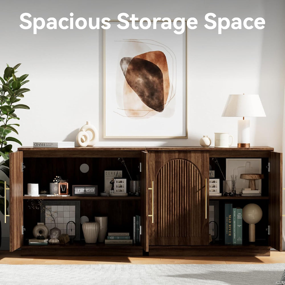 Modern Buffet Cabinet with Storage, 31.5”Sideboard Cabinet, Walnut