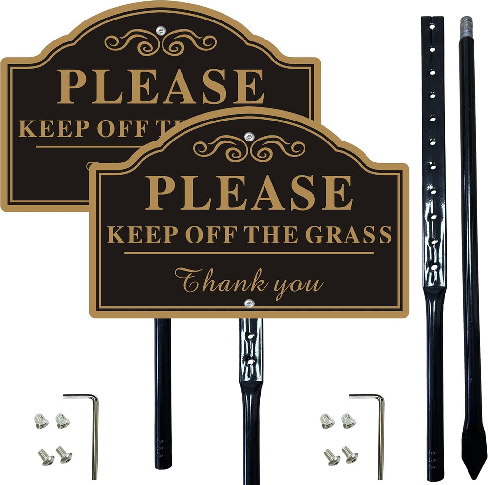 2-Pack Keep Off The Grass Signs, with 36"Tall Metal Stakes, 8x12 Inches ...
