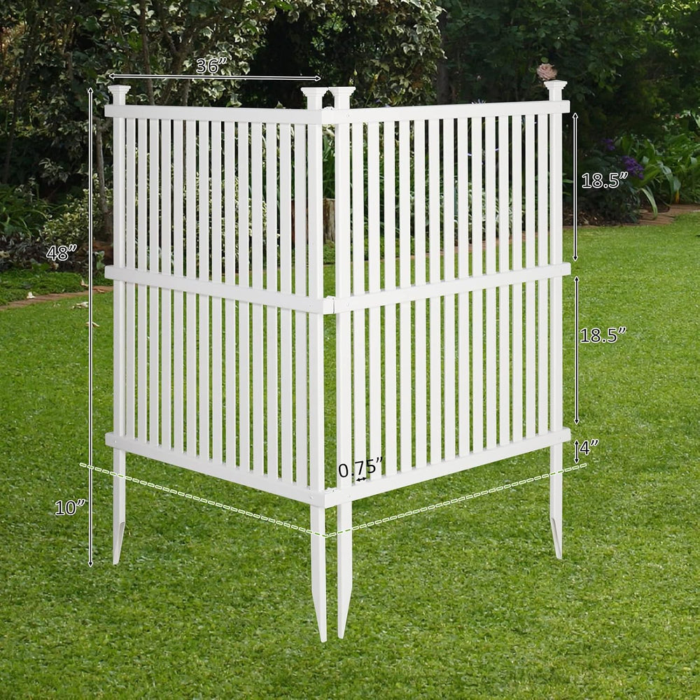 Vinyl Fence Panels 2 Pack Outdoor Picket Privacy Screen Fence, 2PCS White PVC...