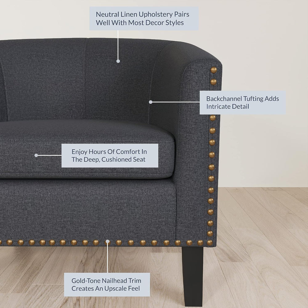 BELLEZE Accent Barrel Chair, Modern Tub Club Chair Upholstered Armchair with ...