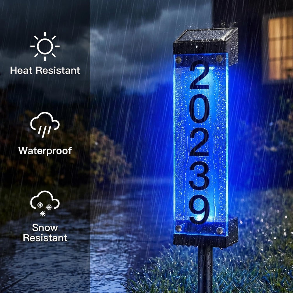 Solar House Numbers for Outside, Address Signs for Yard with Stake