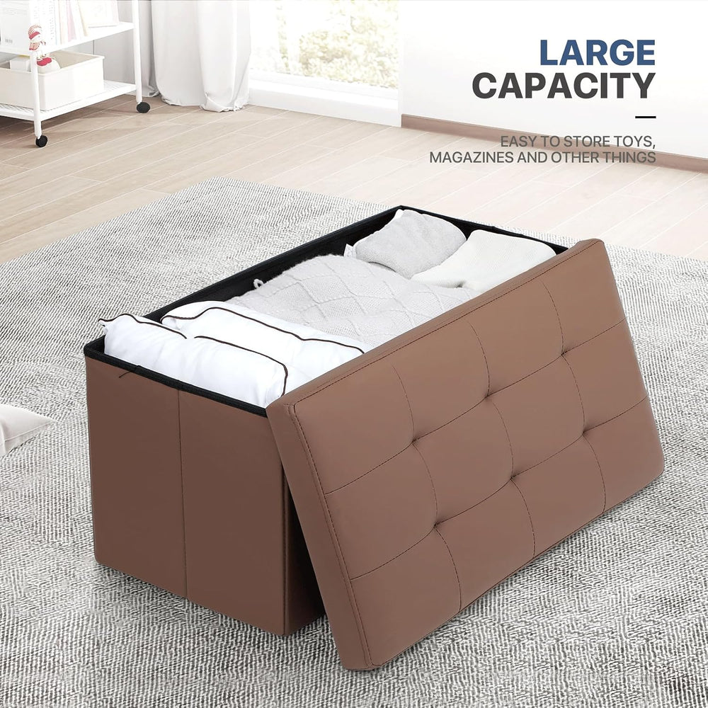MoNiBloom 30 Inch Storage Ottoman Bench, 24 Gal. Folding Ottoman Footrest, En...