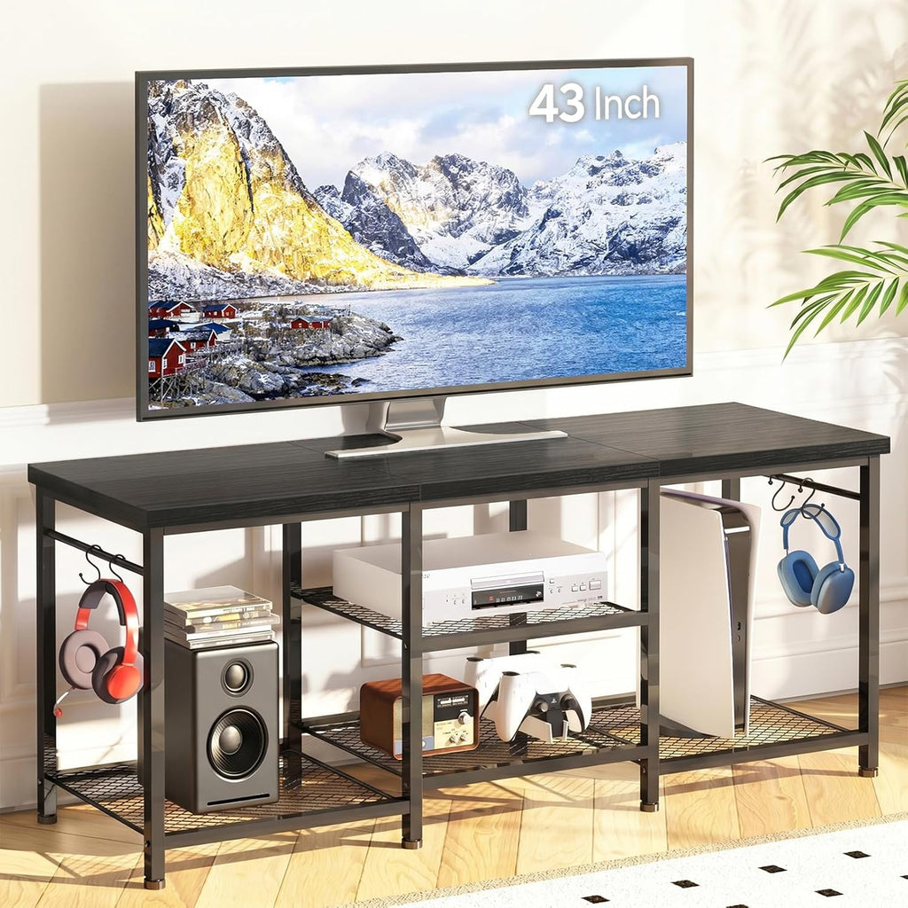 YGEOMER TV Stand for TVs Up to 55 Inch, Black