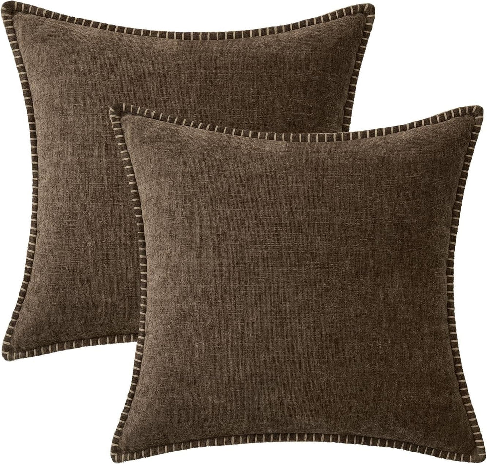 MIULEE Decorative Euro Sham Pillow Covers 24x24 Inch Brown 2 Pack