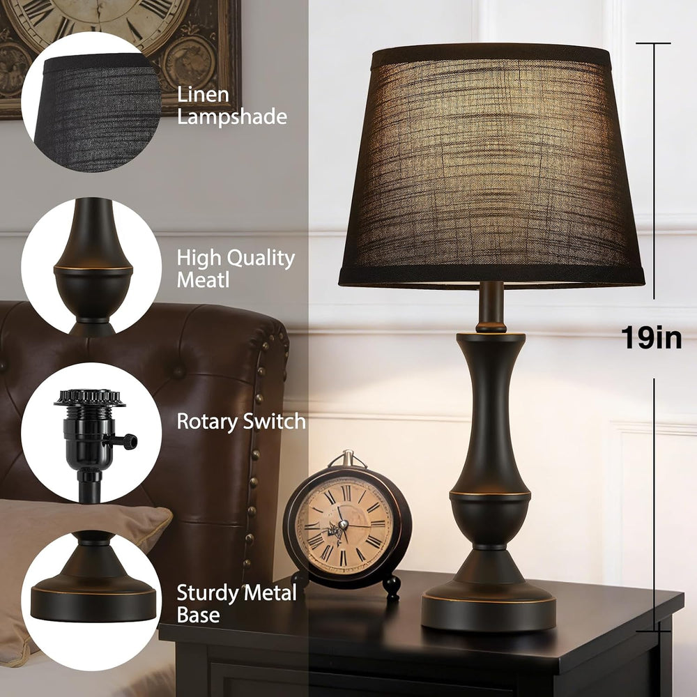 Table Lamp Set of 2, 19" Mordern Bedside Lamps for Living Room & Bed...