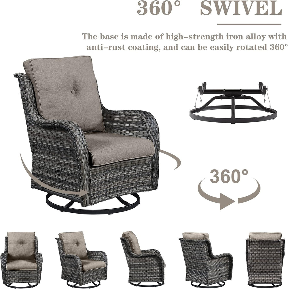 Belord 8 Piece Wicker Patio Furniture Set, Outdoor Swivel Rocker Chairs Set o...