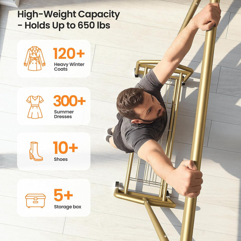 Heavy Duty Clothes Rack, Rolling Clothing Rack Load 650 LBS for Hanging Cloth...