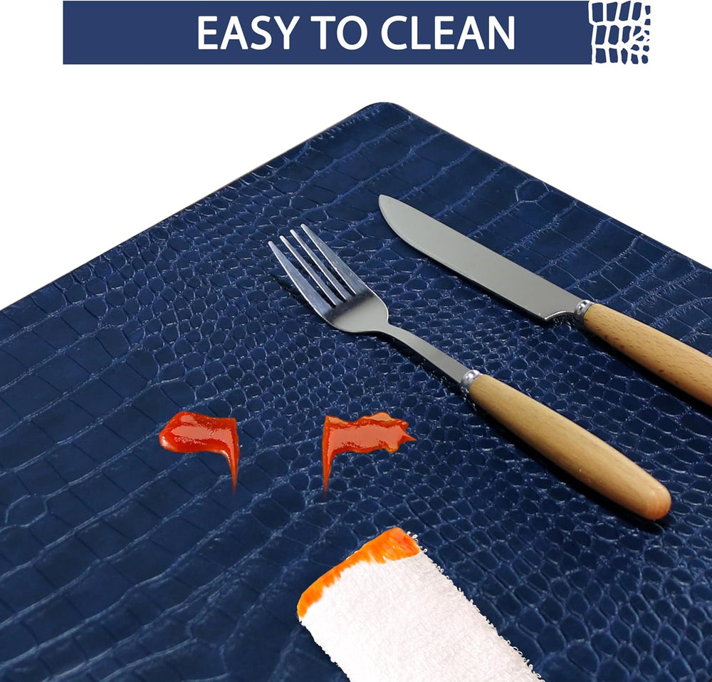 Set of 6 Faux Leather Placemats, PU Table Mats, Waterproof, Stain Resistant, ...