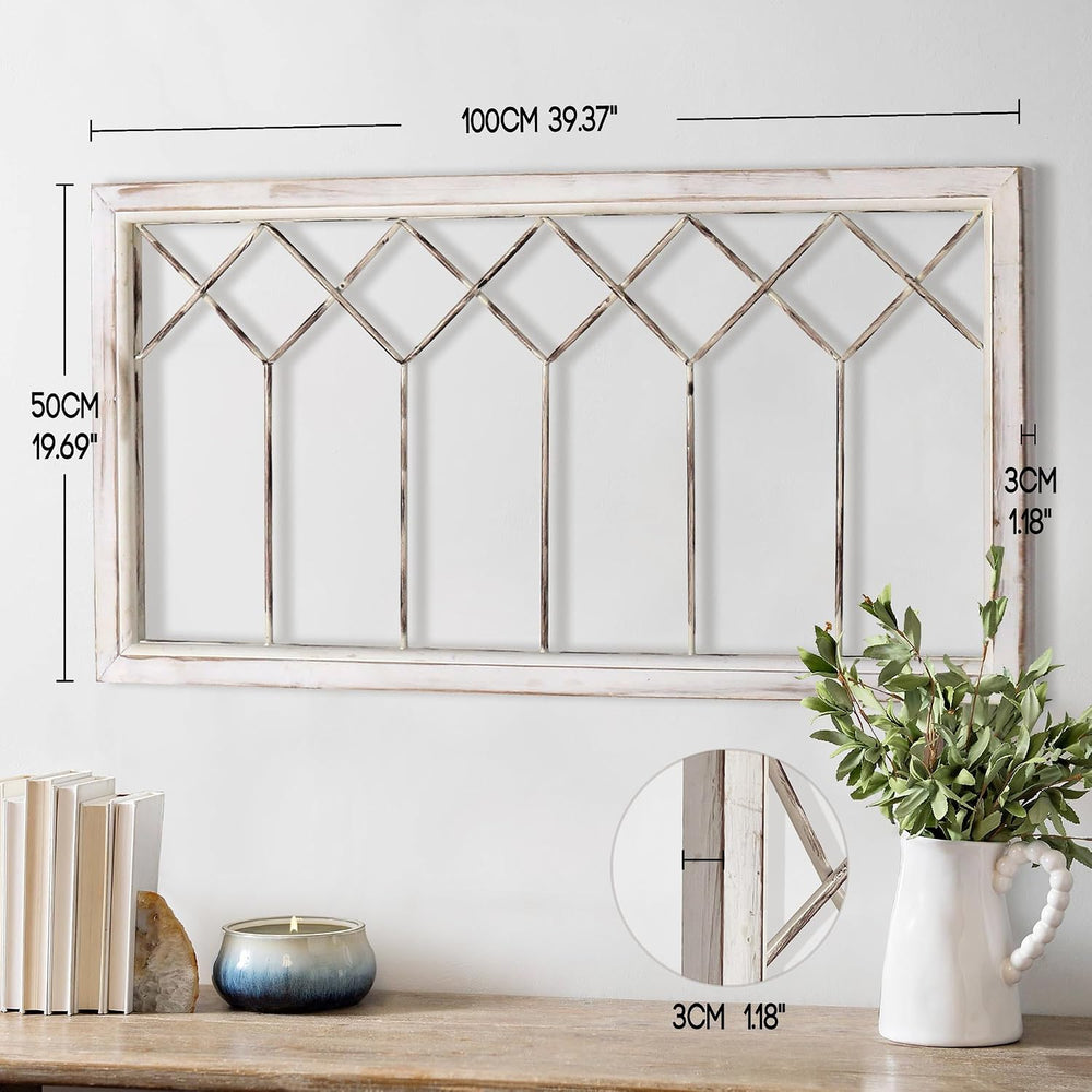 Oakrain Wood Window Frame Wall Art, 39"x 20" Rustic Wall Decor for ...
