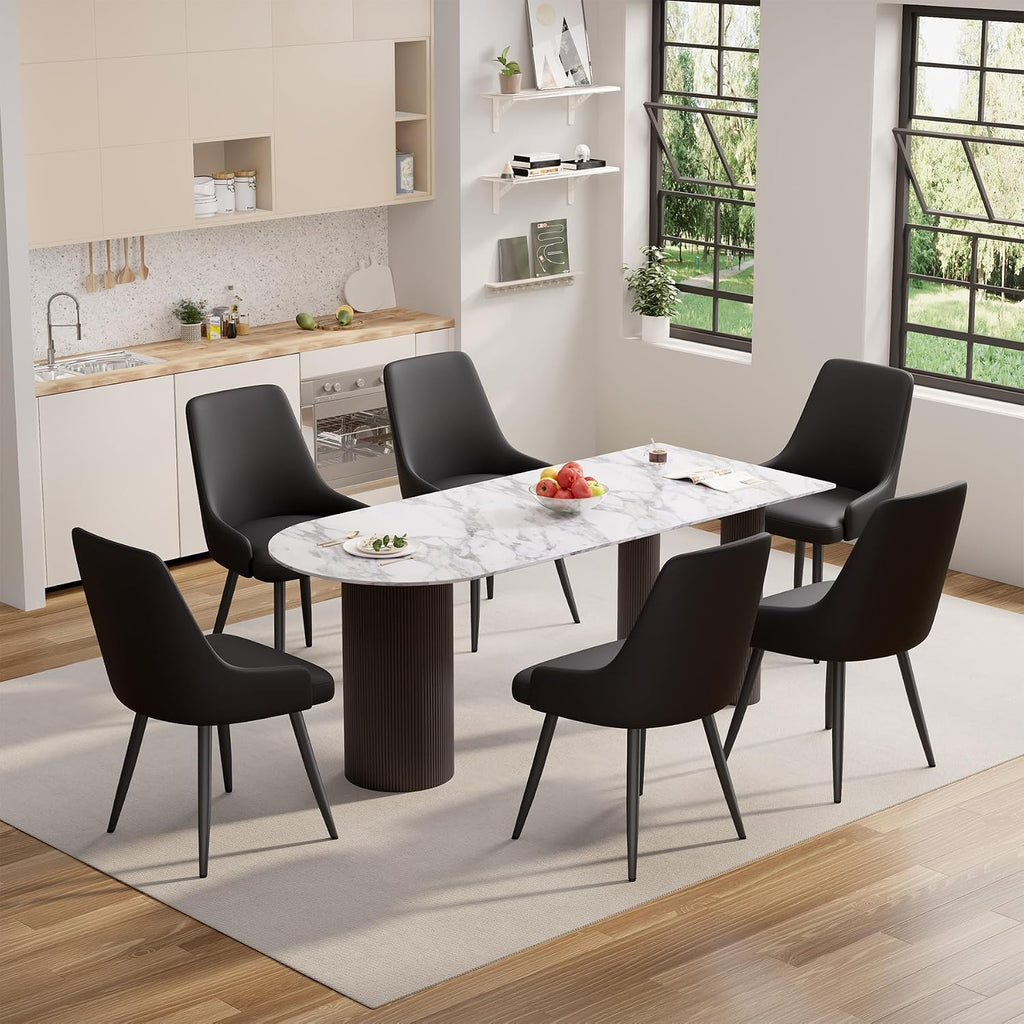 faux leather chairs set of 6, waterproof padded, side view