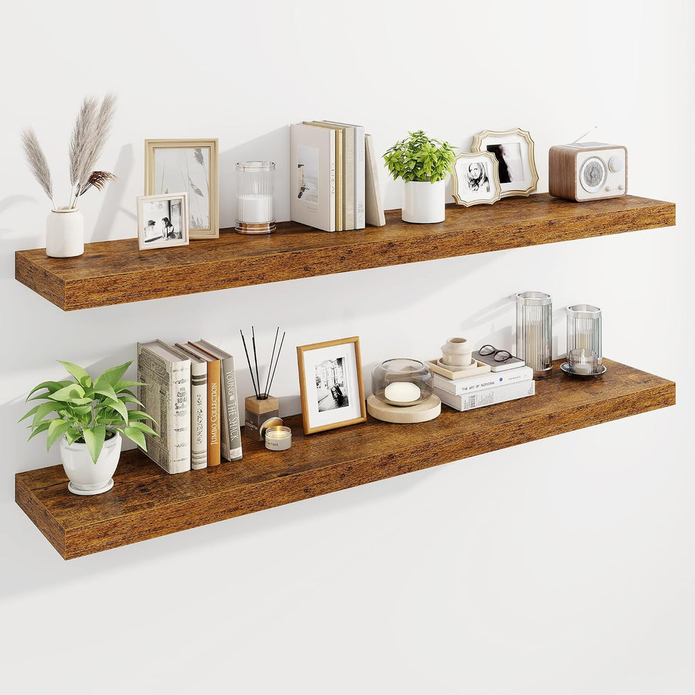 Marsmiles 55" Floating Shelves for Wall, Wooden Shelves with Invisible B...