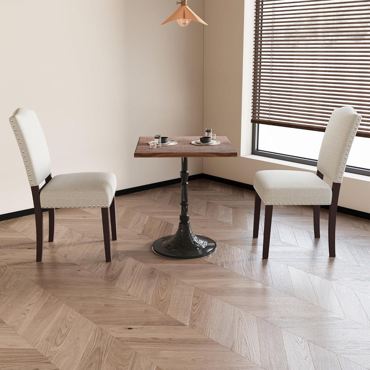 Upholstered Dining Chairs Set of 2 with Thickened Seat Cushion