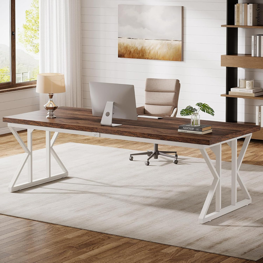 Tribesigns 78.74-Inch Large Executive Desk, Industrial Home Office Computer D...