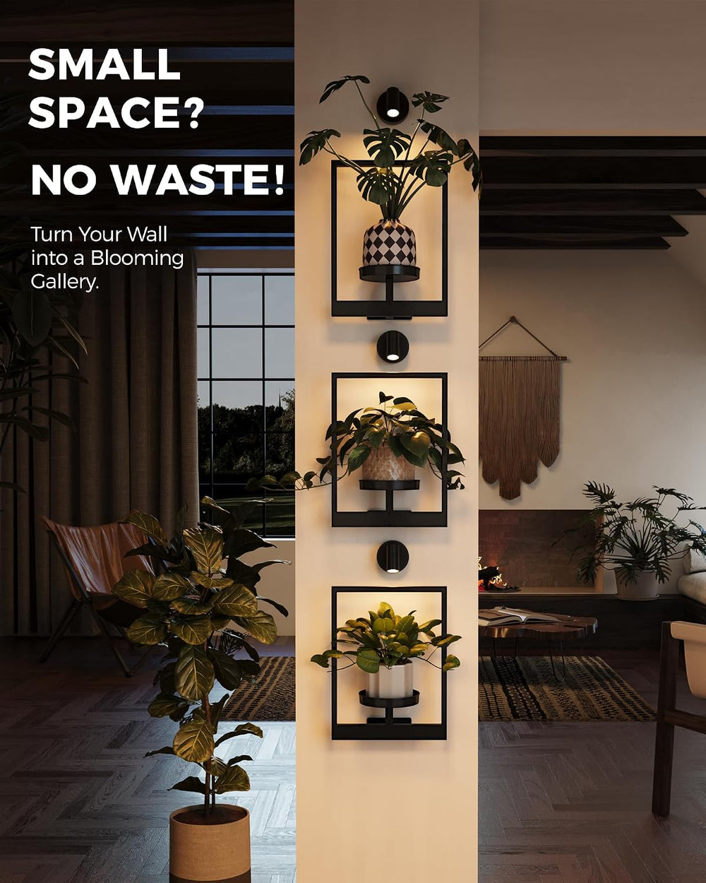 Bamworld Hanging Planters for Indoor Plants Wall Decor Living Room Light