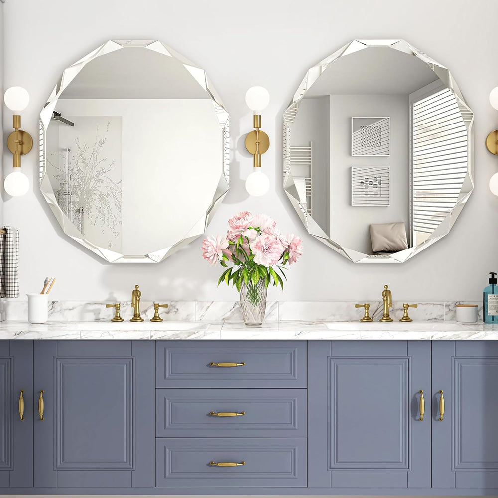 24x30 Inch Bathroom Mirrors for Over Sink, Round Frameless Mirrors for Wall