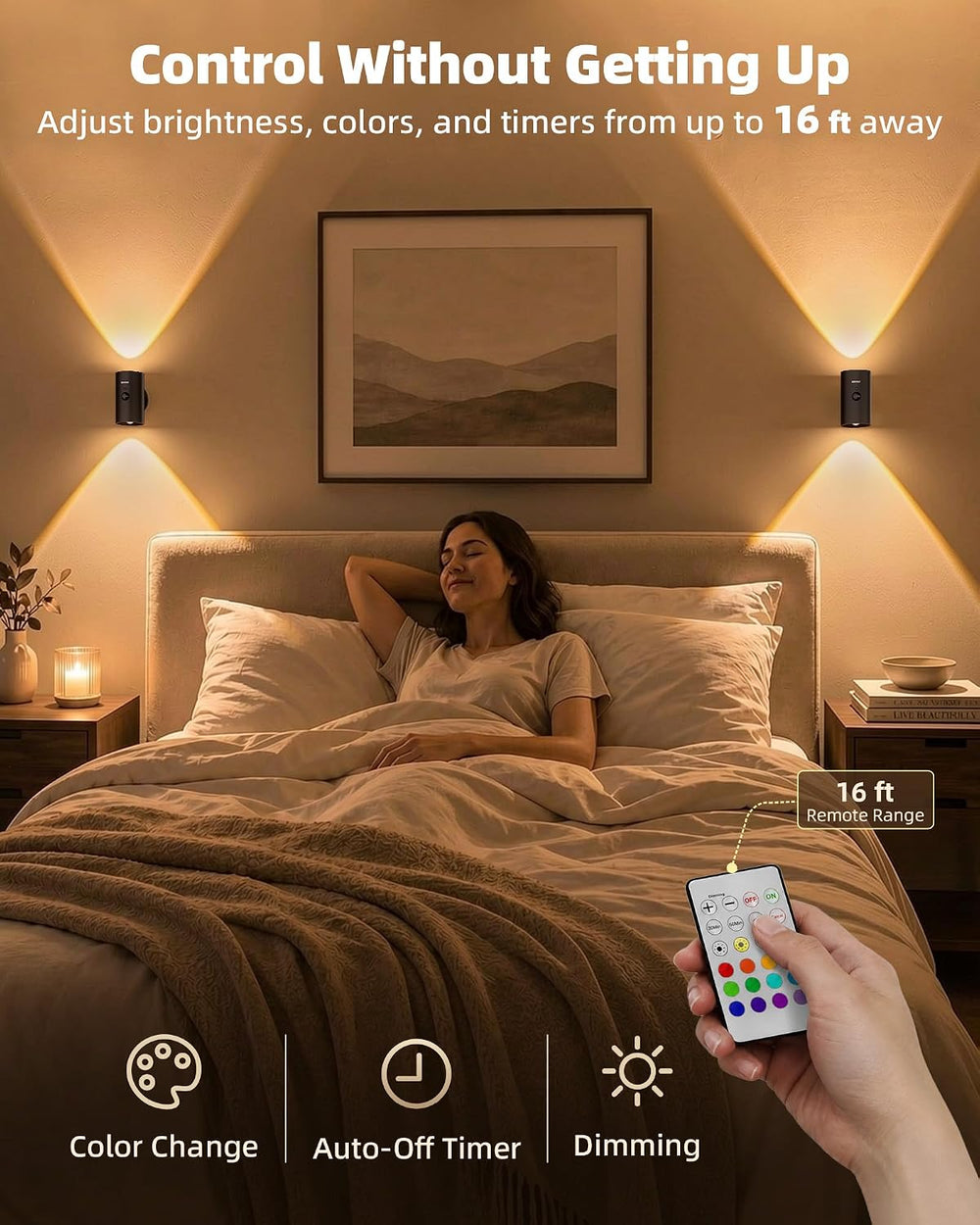 EZVALO Motion Sensor Wall Light, Rechargeable Wireless LED Sconce