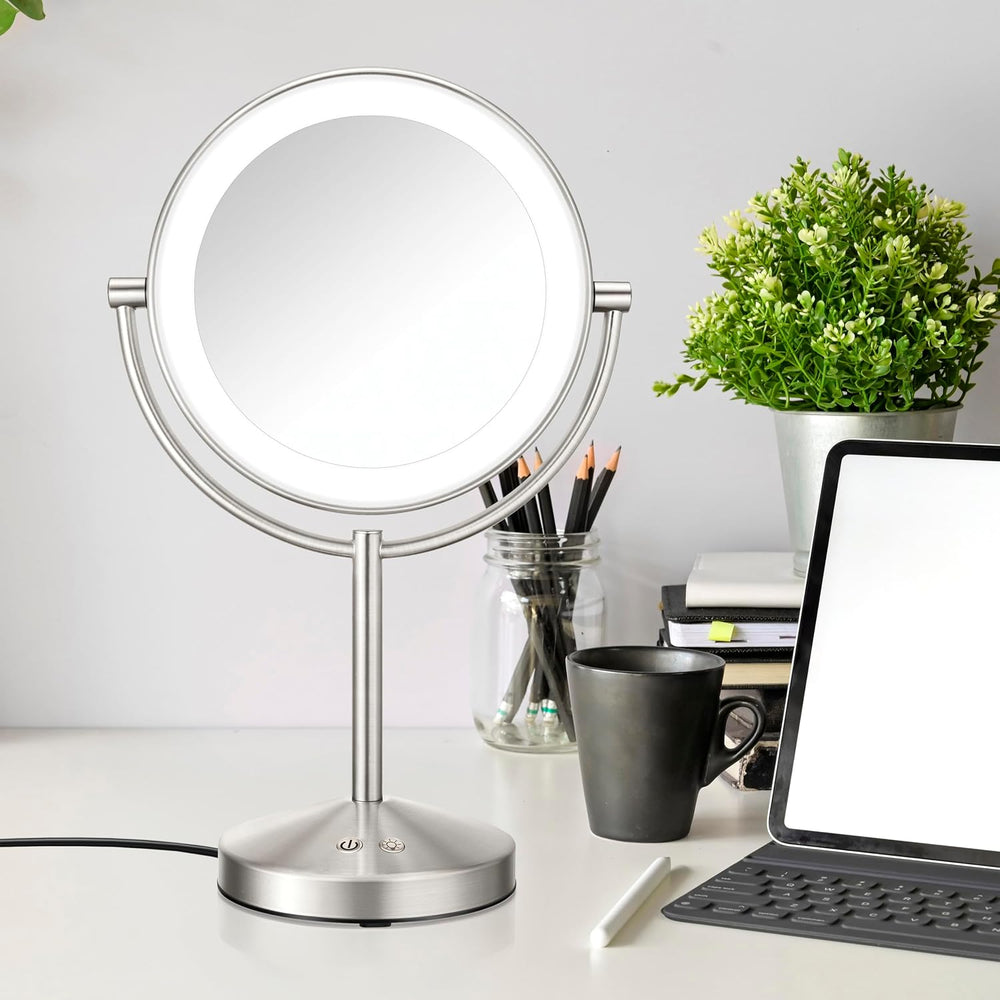 Conair LED Vanity Mirror, Double-Sided, 10x Magnification, Satin Nickel