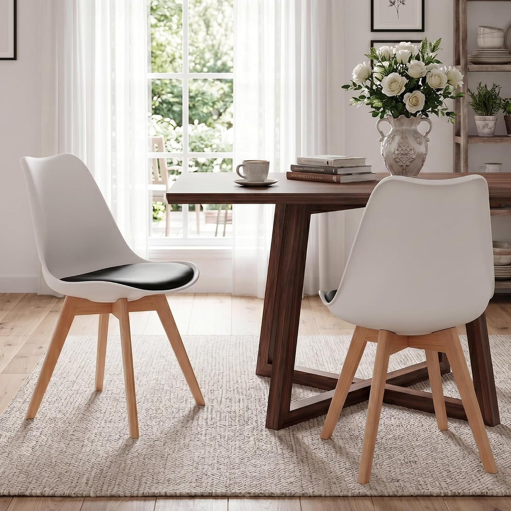 LSSBOUGHT Mid Century Modern Dining Chairs,Shell Lounge Plastic Side Chair wi...