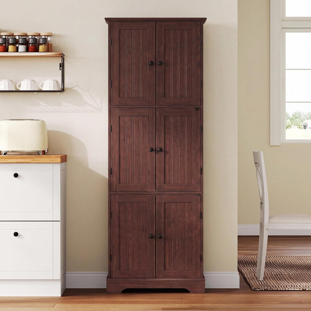 ChooChoo 63.2" Tall Bathroom Storage Cabinet with 6 Doors, Pantry Cabinet