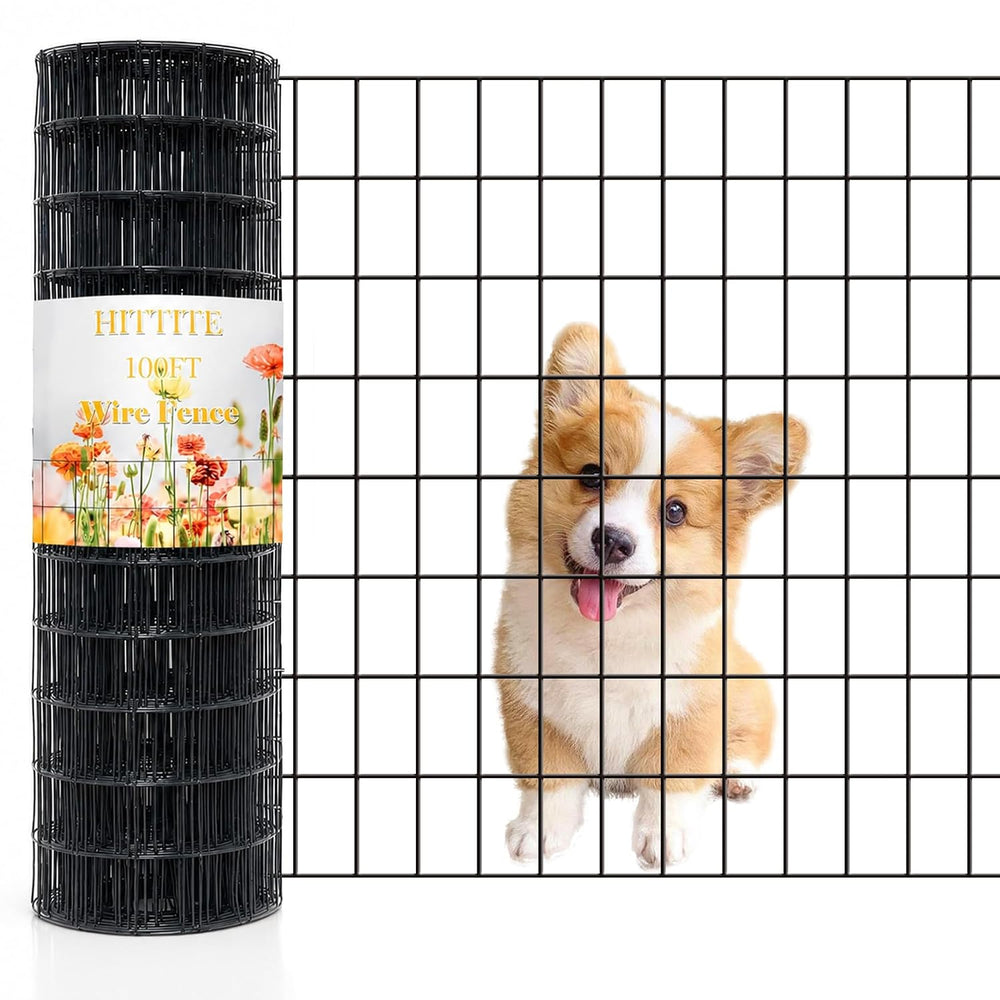 Black PVC Coated Welded Wire Fencing, 24in High x 100ft Long, 2 inch x 2 inch...