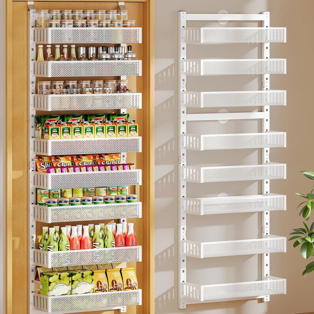 POKIPO 8-Tier Over the Door Pantry Organizer, 2 IN 1 Wall Mount or Hanging Sp...