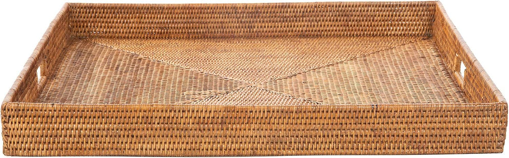 KOUBOO Square Rattan Jumbo Centerpiece Tray, 39.5 in x 39.5 in, Honey-Brown