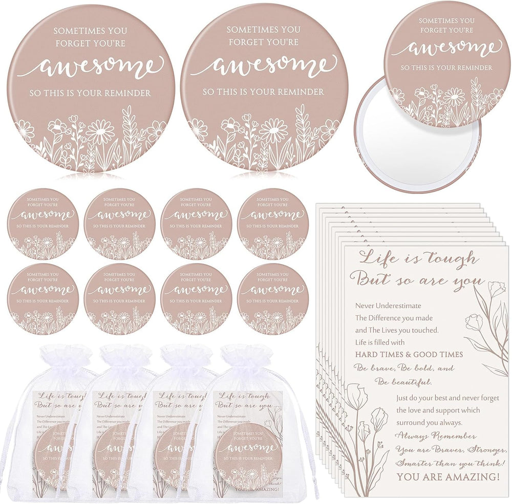 Cinnvoice 50 Set Inspirational Compact Mirrors Gift Women, Boho