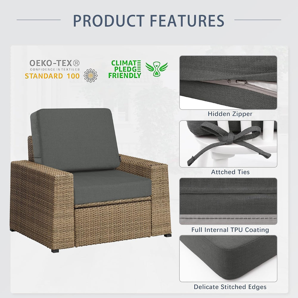 Favoyard Outdoor Deep Seat Cushion Set, 22 x 22 Inch, Dark Grey