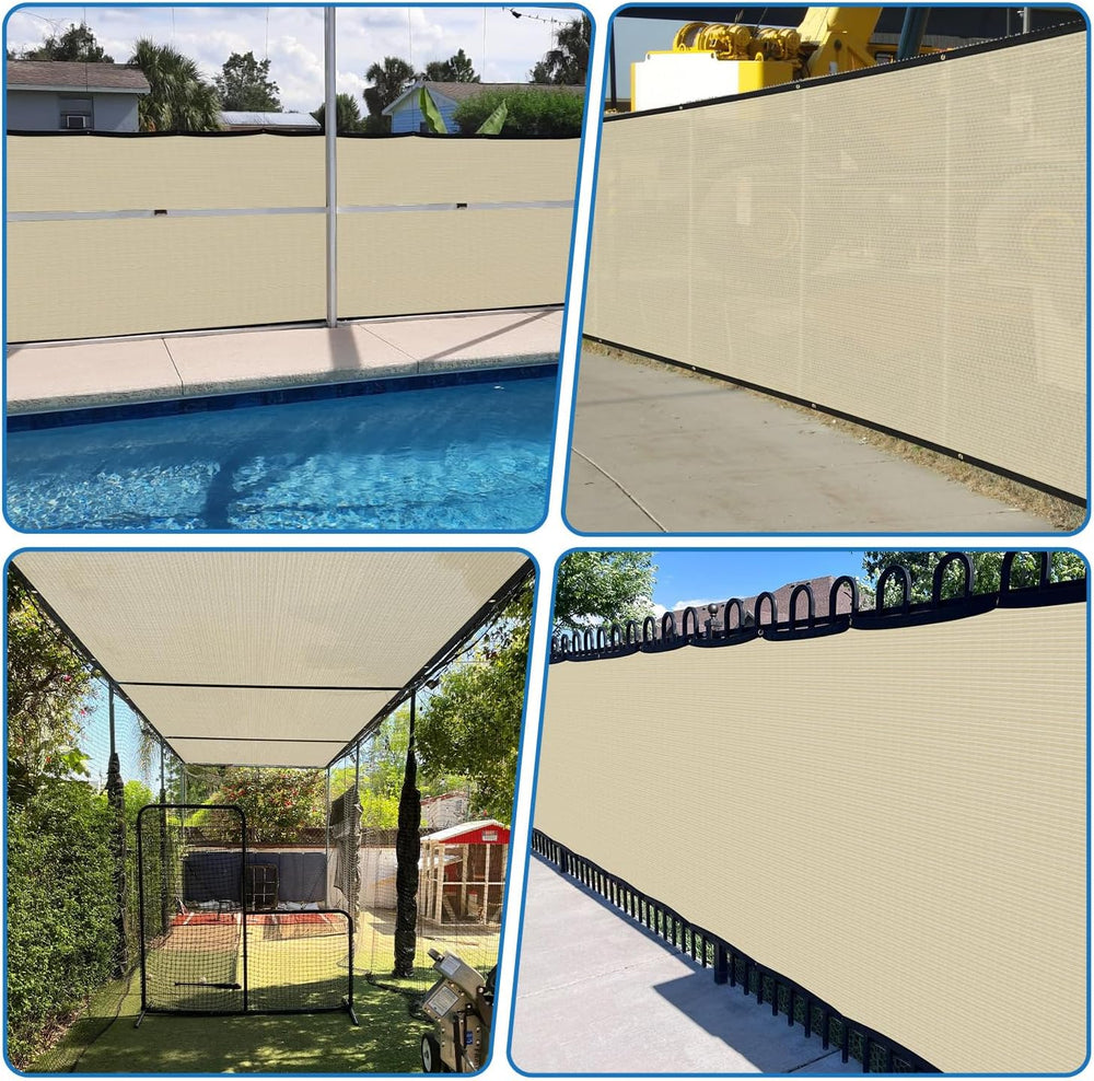 TANG Fence Privacy Screen Beige 6 Feet x 25 Feet Outdoor Shade Cloth with Gro...