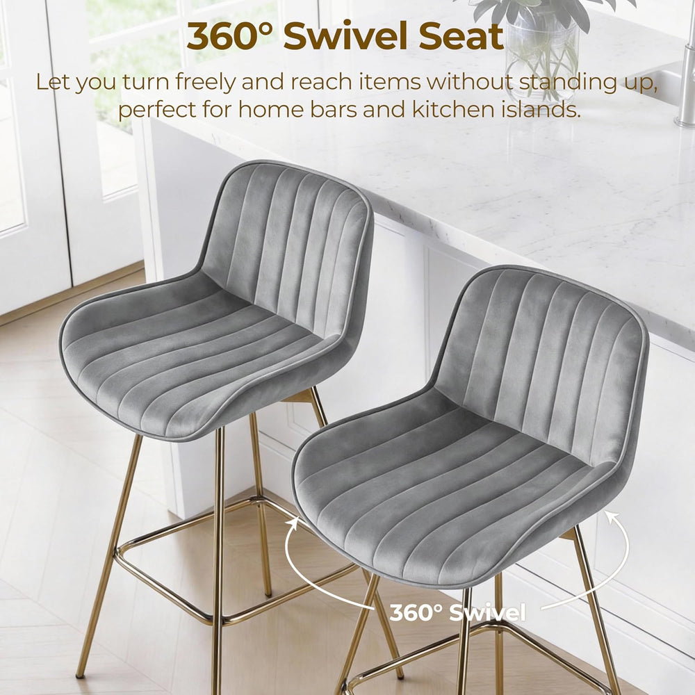 Zouron® Swivel Bar Stools Set of 4, 29" Bar Height Chairs with Back Tall...