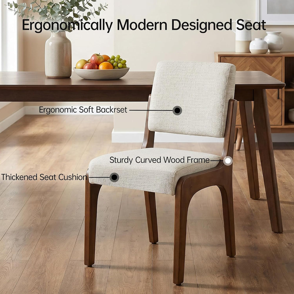VKNOW Dining Chairs Set of 4, Modern Kitchen Chairs with Wood Legs, Beige
