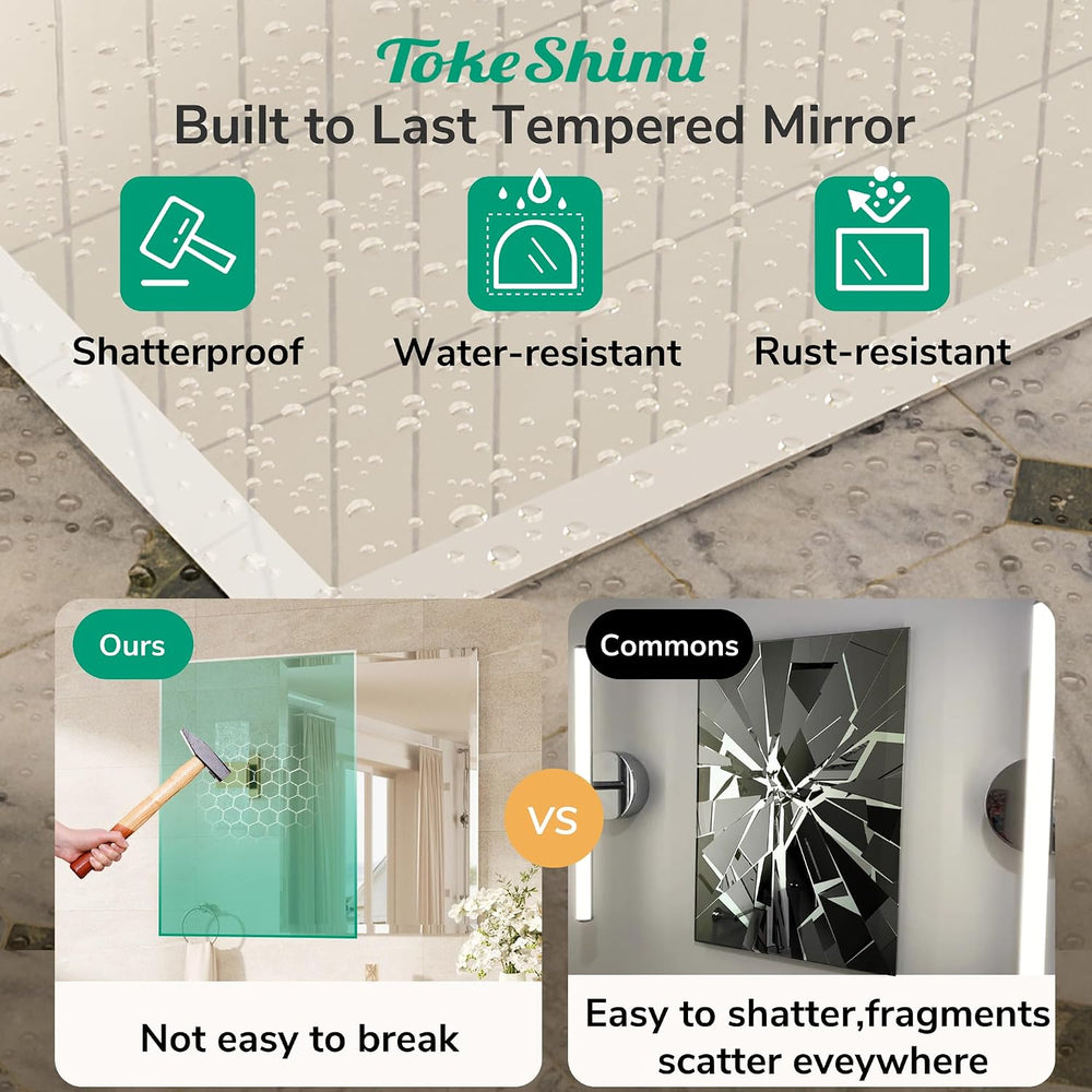 TokeShimi Bathroom Vanity Mirror Frameless with 1" Beveled Edge 24x30 in