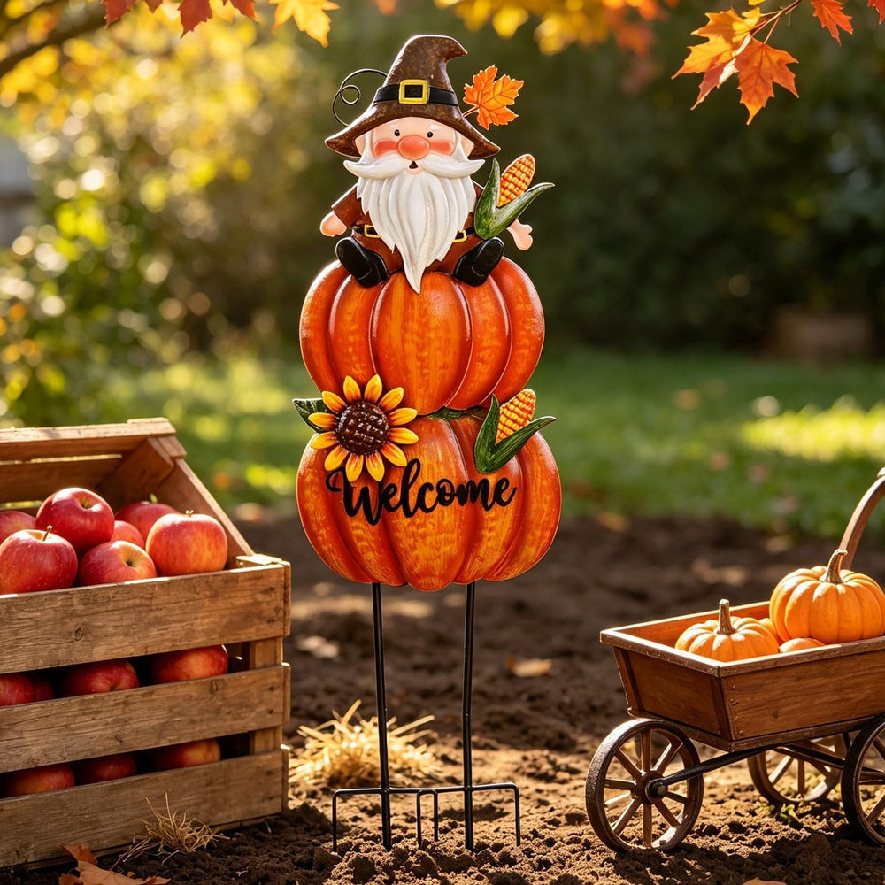 Fall Gnome Yard Stakes Large 39.3inch for Thanksgiving Decor