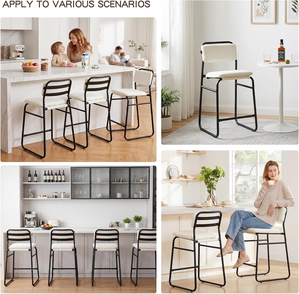 Furniliving Bar Stools Set of 2, 26" H Counter Height Bar Stools with Fu...
