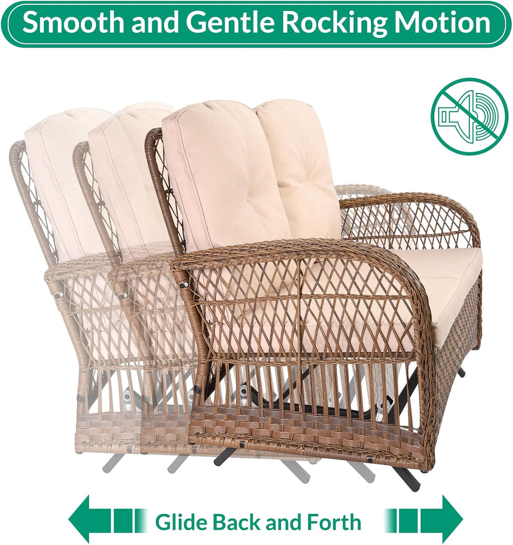 VIVIJASON 4-Piece Outdoor Patio Wicker Conversation Sets, All Weather Outdoor...