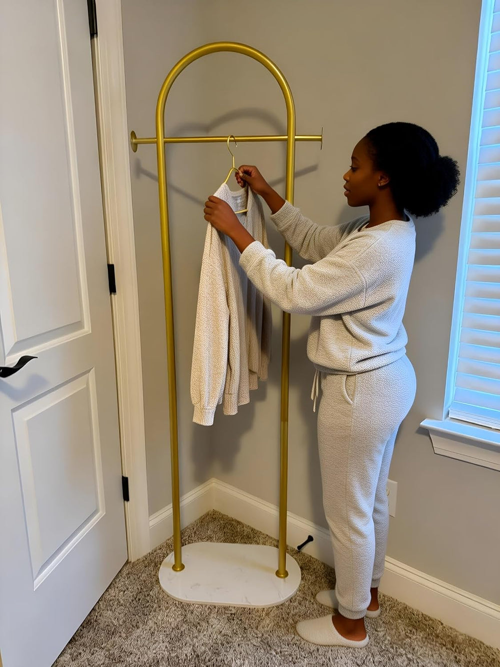 HKaikzo Gold Coat Rack, Modern Garment Rack with Marble Base, Heavy-duty Clot...