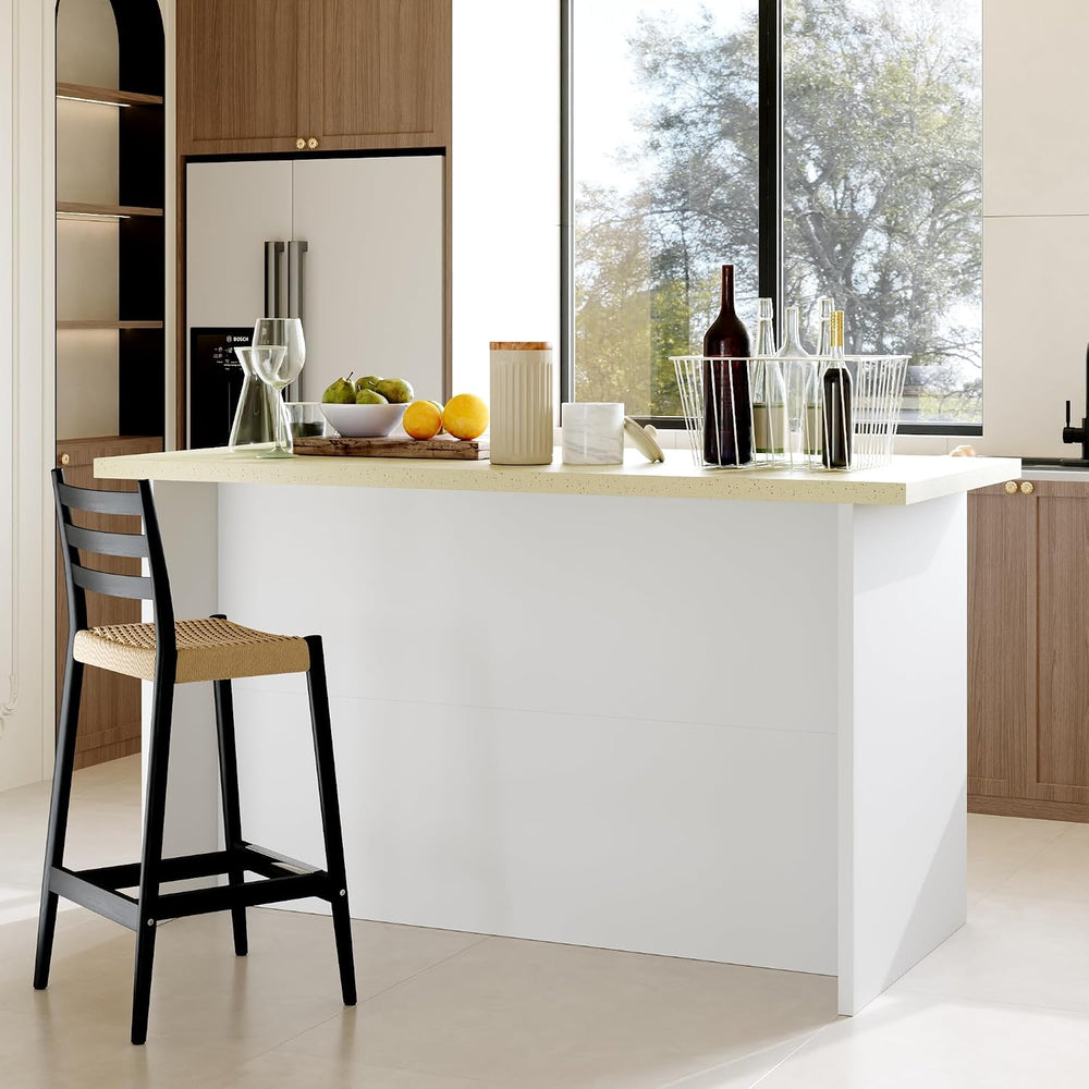 AIEGLE 66.9-in Stationary Kitchen Storage, Island Table with Seating, White
