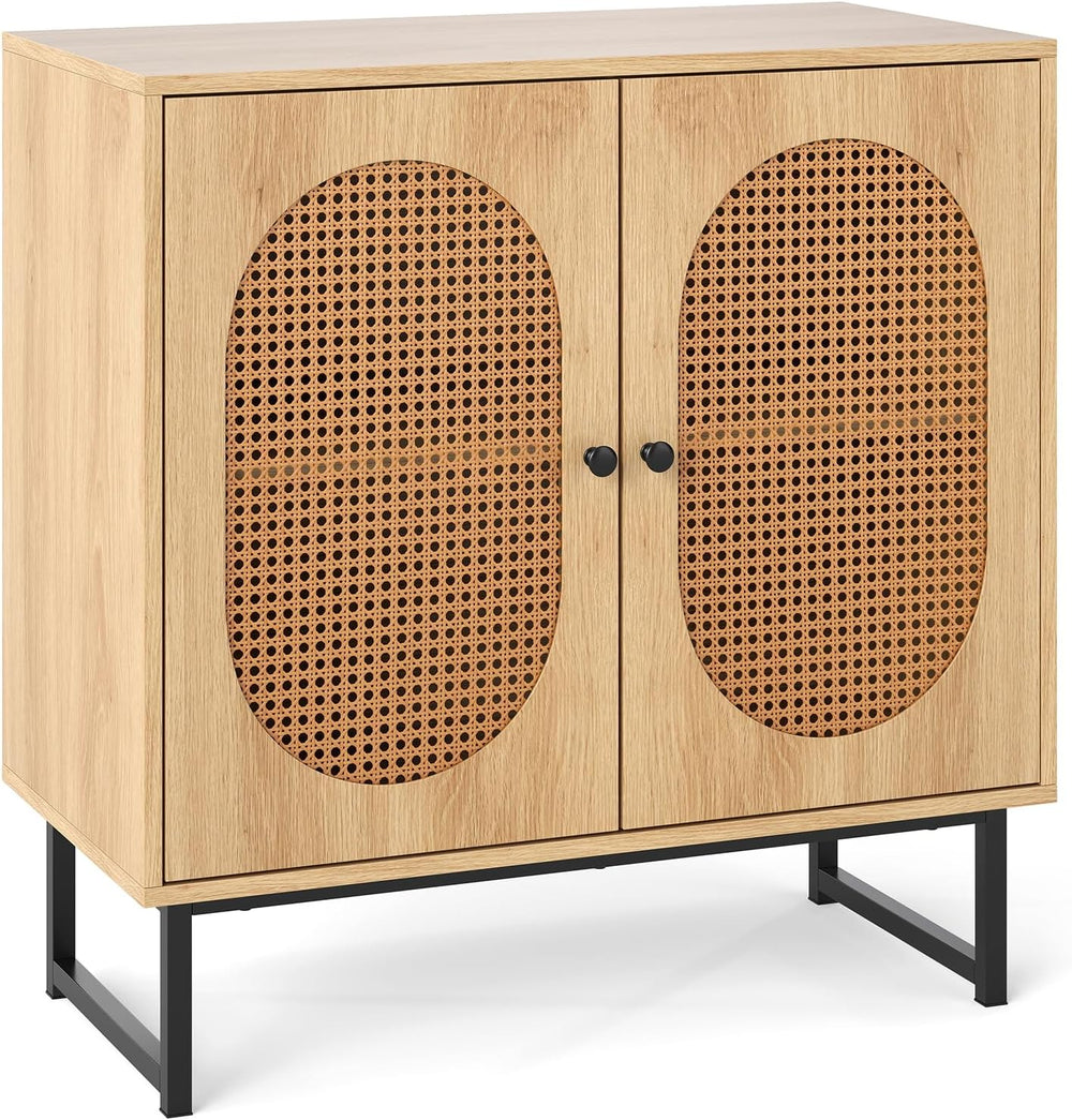 GIANTEX Boho Rattan Sideboard Buffet Cabinet with Storage, Natural