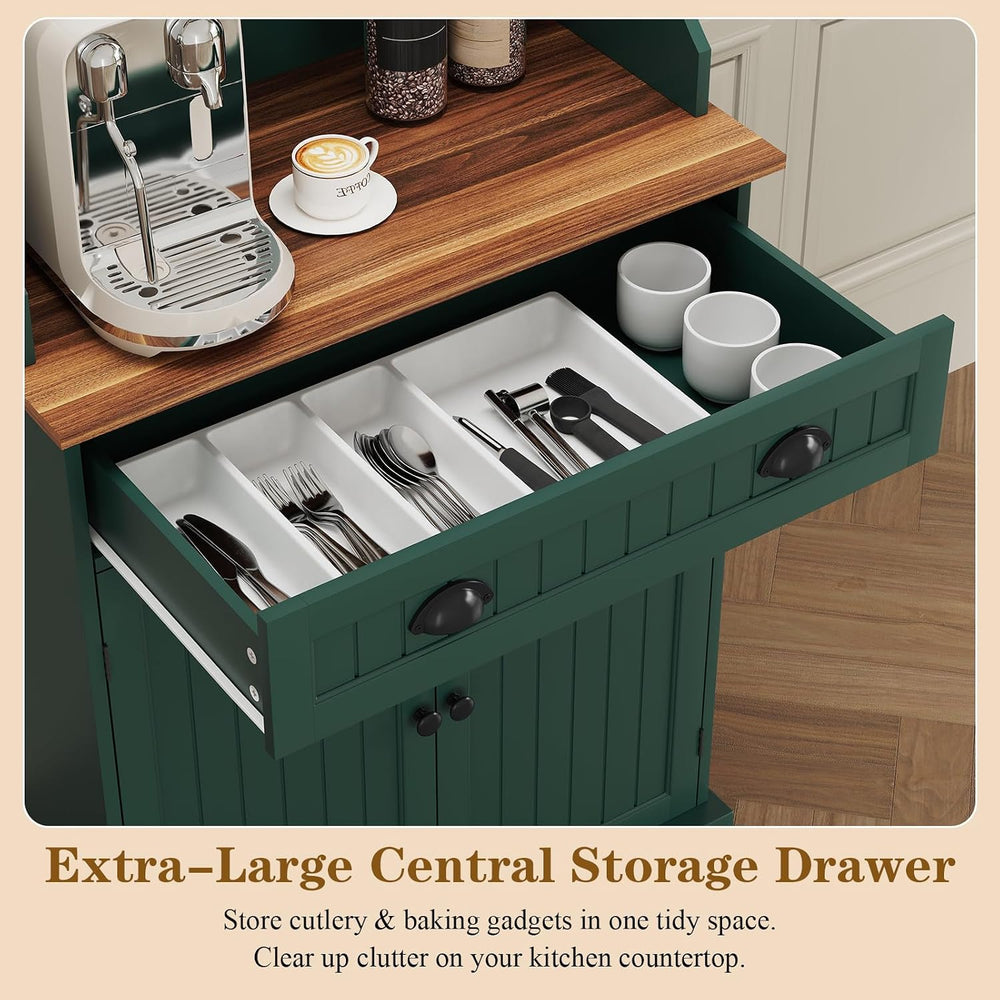 ARTPOWER 54" Microwave Stand with Storage Cabinet, Kitchen Pantry, Green