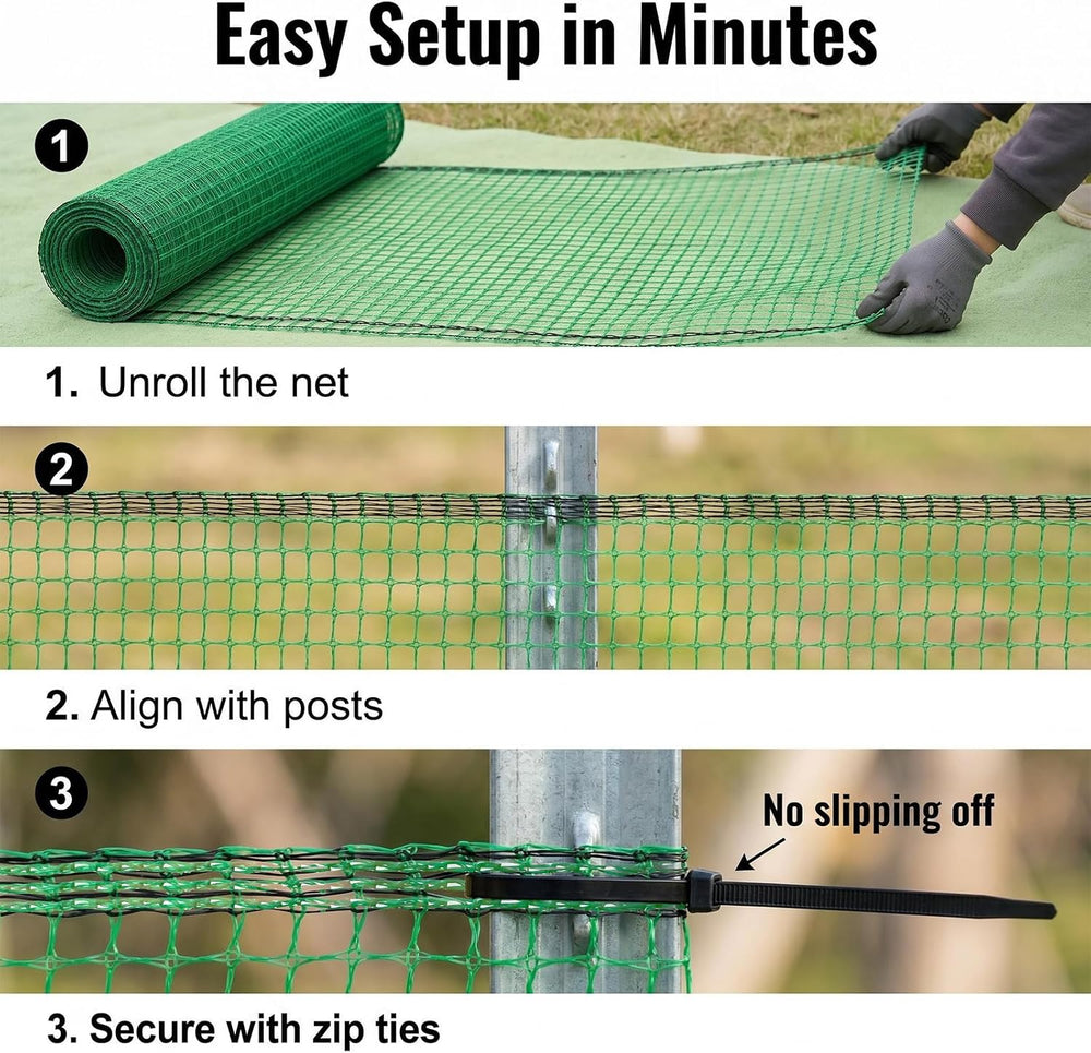 Plastic Garden Fence 4x100 FT, 0.4" Mesh Deer Fence Roll