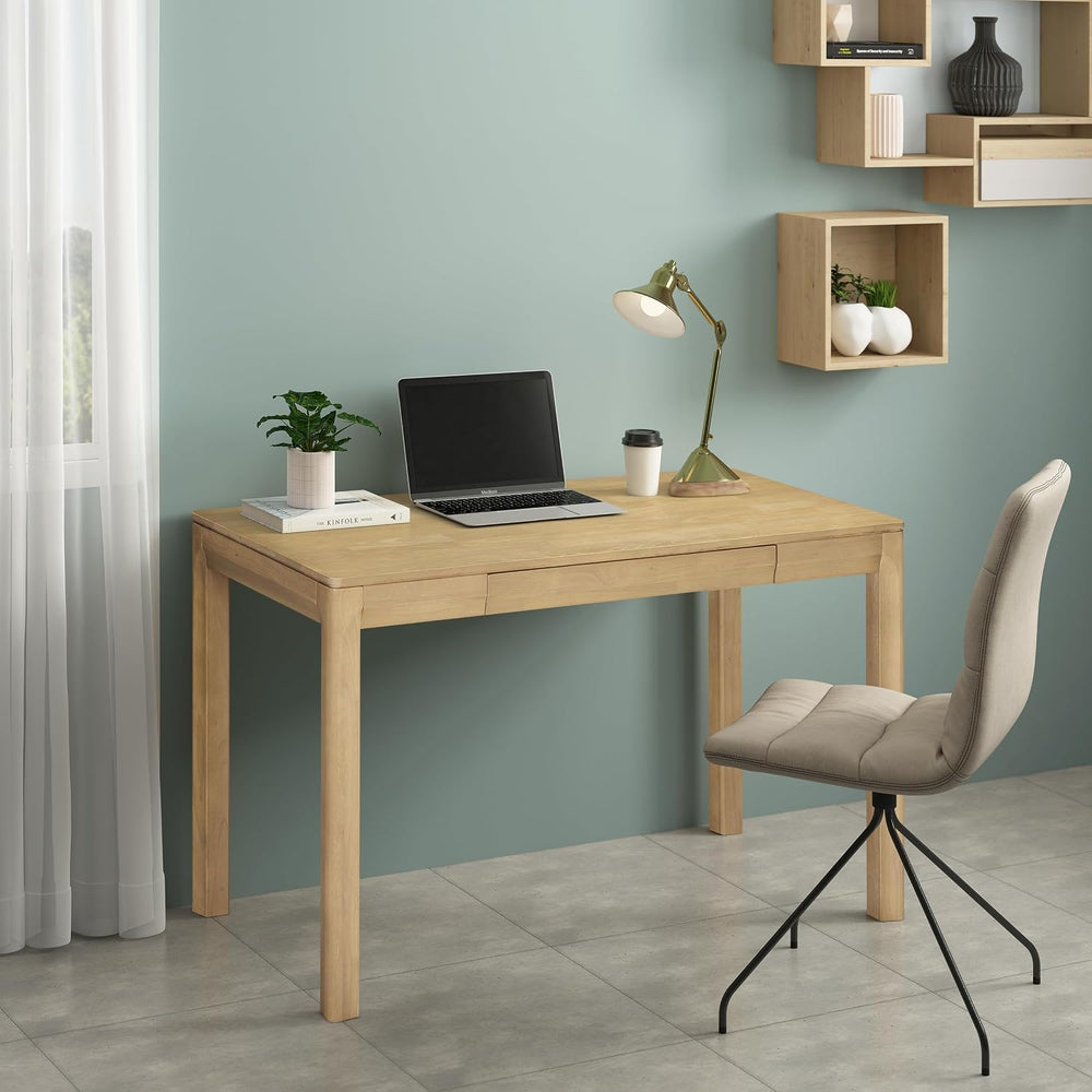 NTC Flow Modern Wooden Rectangle Desk Table with Hidden Drawer – Waterproof &...
