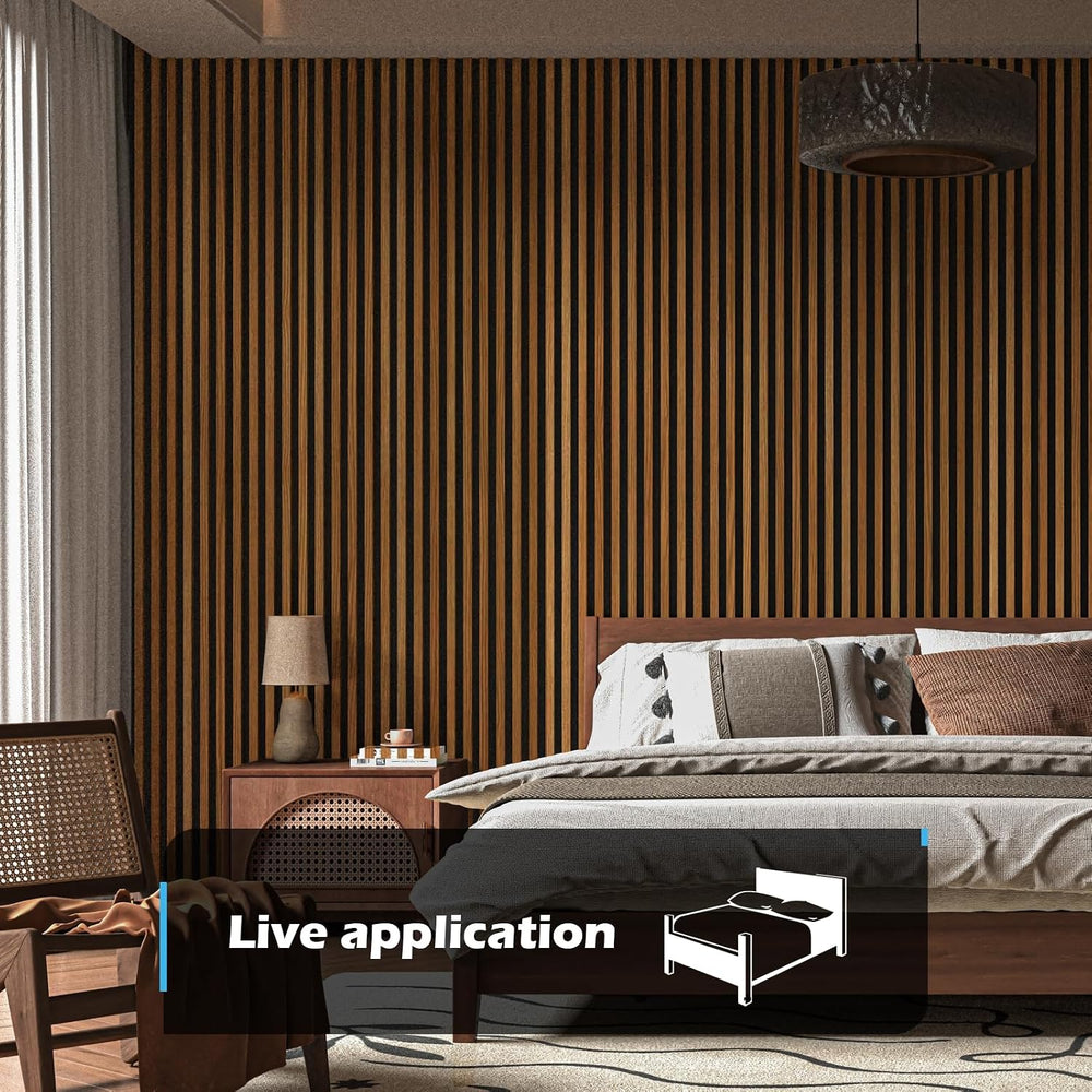 Art3d 108 x 12 Inch 3D Fluted Soundproof Wood Slat Wall Panel, 2-Pack, Teak