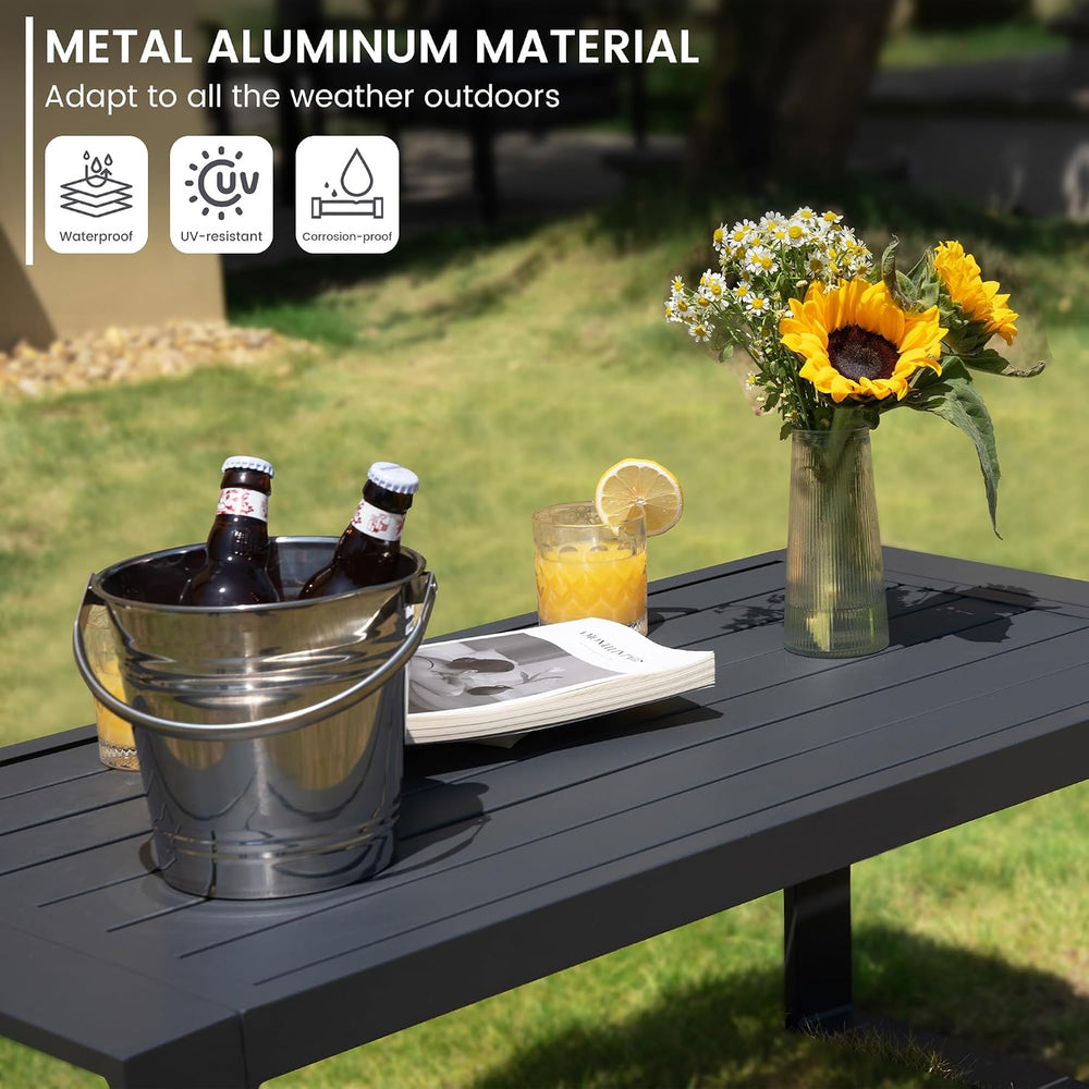 Sundale Outdoor Coffee Table, 40 Inch Rectangle Patio Coffee Tables for Outsi...