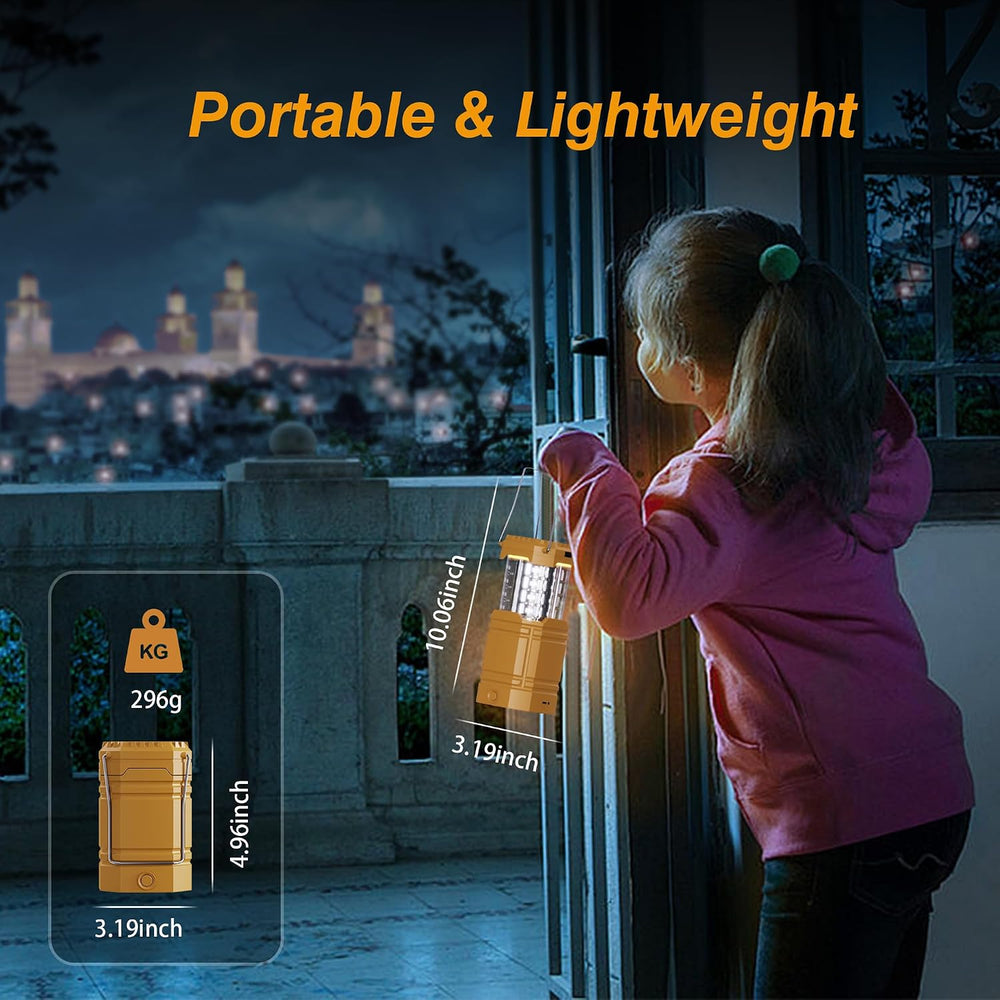 Electric LED Camping Lantern, Portable 3000mAh Solar Hand Crank Flashlight